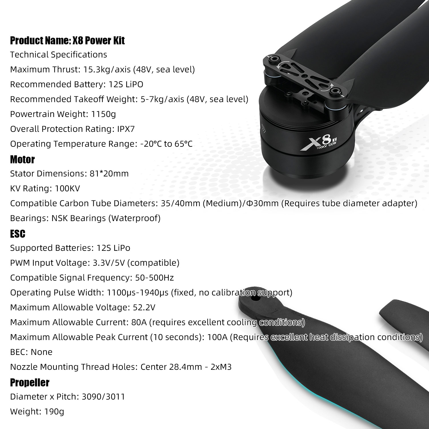 Kit de sistema de energia X8:  - Drone Kit Heavy Lift avaliação e preço